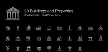 28款线性风格建筑物图标集合