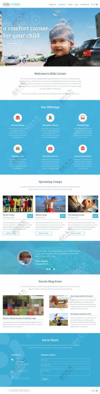 蓝色国外企业网站模板设计