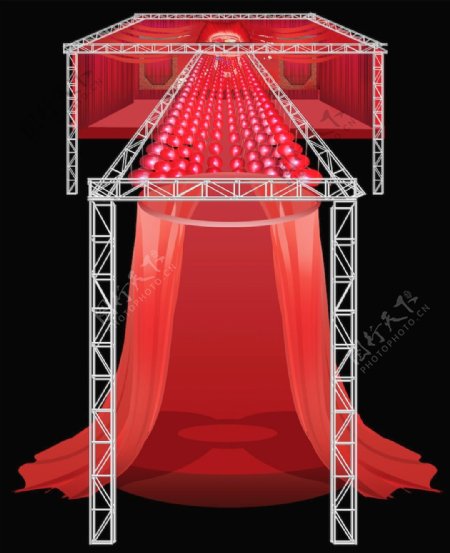 红色现代浪漫婚礼舞台效果图