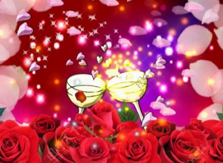卡通浪漫梦幻玫瑰动态背景视频素材