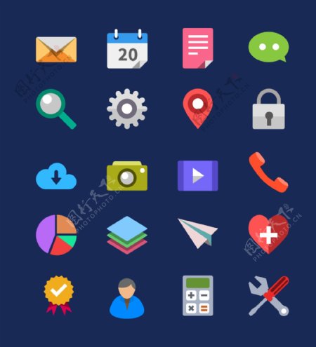 20手机网页UI主题icon图标设计