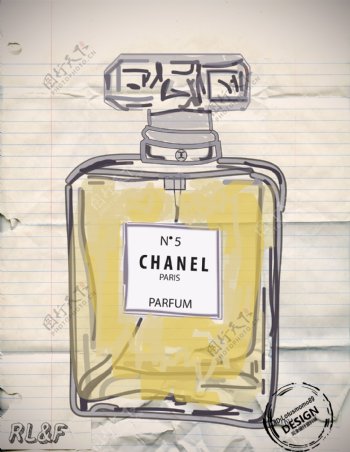 chanel香水手绘图片设计手稿图