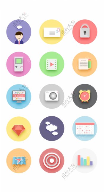 扁平圆形网页icon图标设计