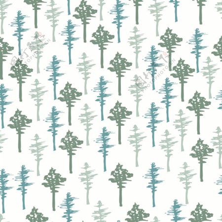 清新森系松树壁纸图案装饰设计