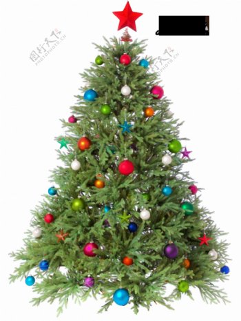 圣诞球装饰的圣诞树免抠png透明素材