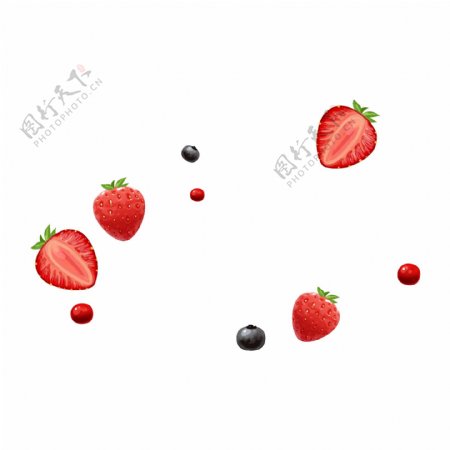水果装饰草莓蓝莓png元素素材