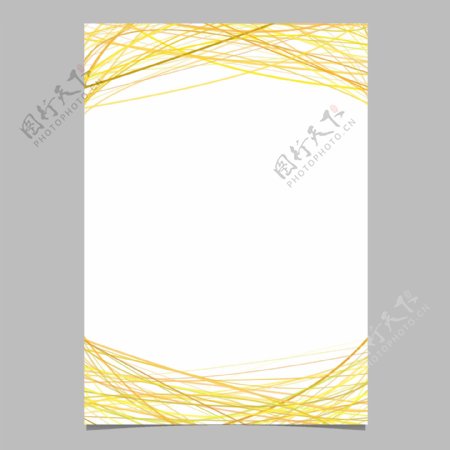 在顶部和底部有黄色条纹的任意弓形条纹的小册子白色背景下的插图