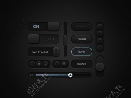黑色的网页音乐进度条按钮素材设计