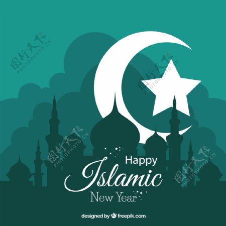 islamick新年背景的月亮和星星