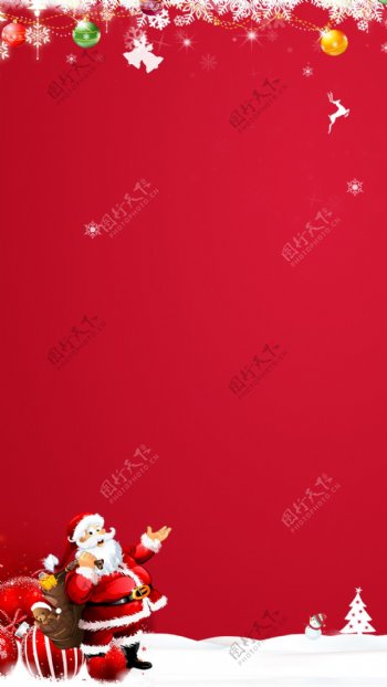 卡通圣诞老人雪花圣诞节H5背景素材