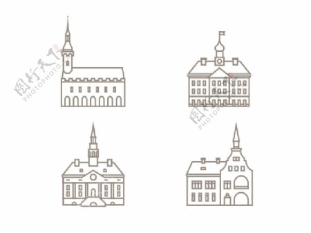 欧式建筑图标sketch素材