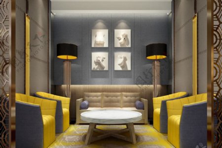 现代简约风格亮色空间客厅效果图设计