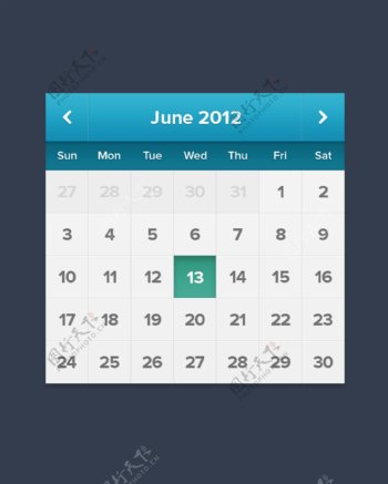蓝色网页日历挂件设计