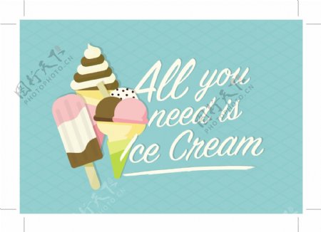 美味的冰淇淋装饰夏季卡
