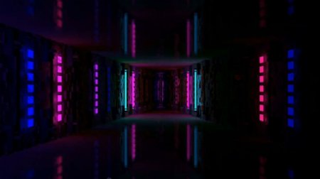 魔幻红蓝光线隧道背景视频素材