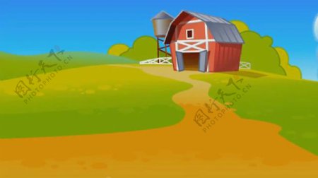 卡通小屋草地动画视频素材