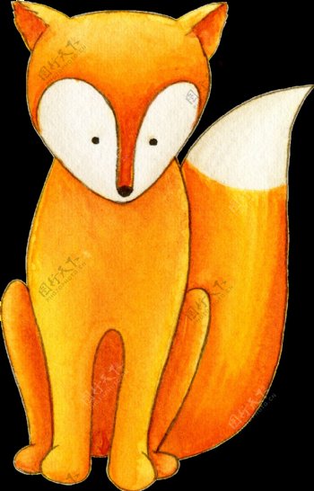 蹲坐的狐狸透明装饰素材