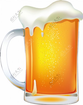 平面卡通啤酒杯元素图案