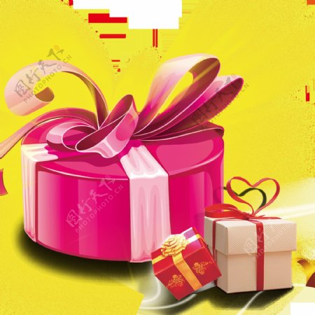 粉色心形礼品盒素材图片