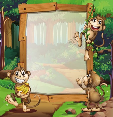 萌萌哒猴子卡通矢量素材