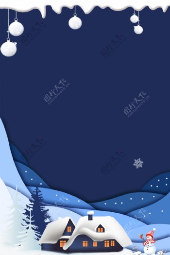 蓝色冬季卡通背景