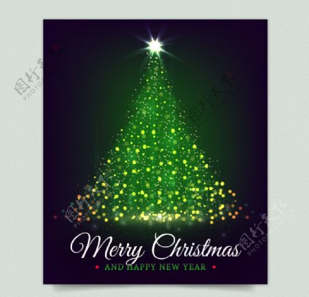 闪亮的圣诞树卡片