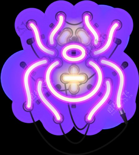 紫色蜘蛛水彩手绘透明素材