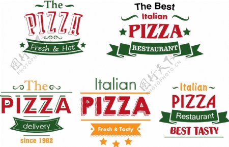 意大利LOGO披萨设计矢量