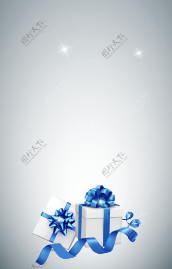 礼盒上蓝色花朵背景素材