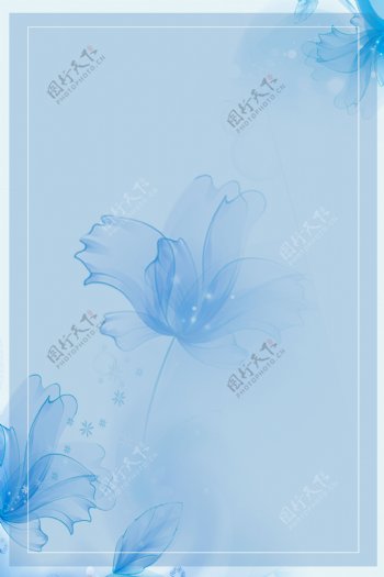 小清新蓝色花朵背景