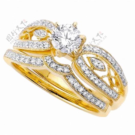 黄金钻石戒指免抠png透明素材