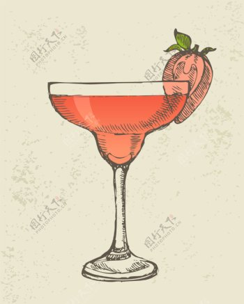 手绘美味的草莓汁插画