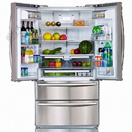 装满食品的冰箱免抠png透明图层素材