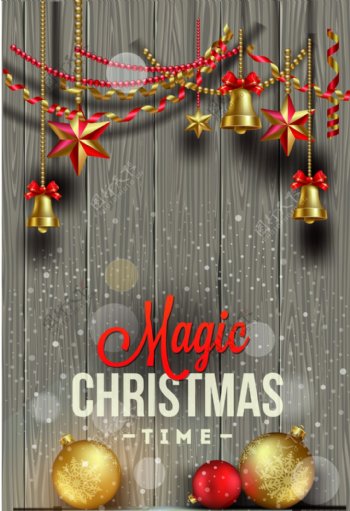 木质背景圣诞装饰海报背景素材