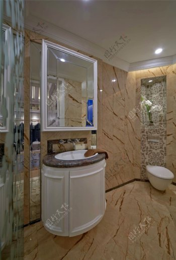 精致风室内设计浴室台盆装修效果图JPG源文件