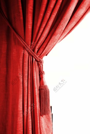 红色帘子png元素素材
