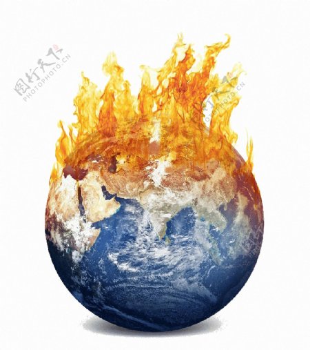 地球变暖冒火免抠png透明图层素材