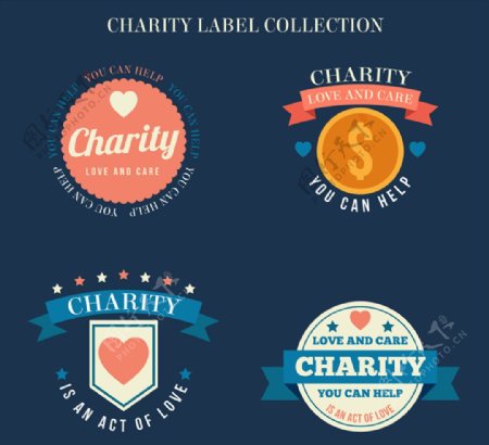 4款创意慈善标签矢量素材