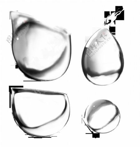四个透明水滴免抠png透明图层素材