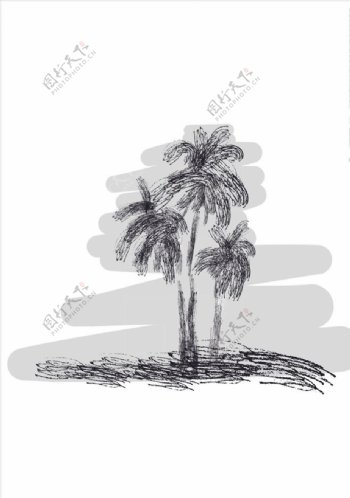 手绘椰子树矢量图下载