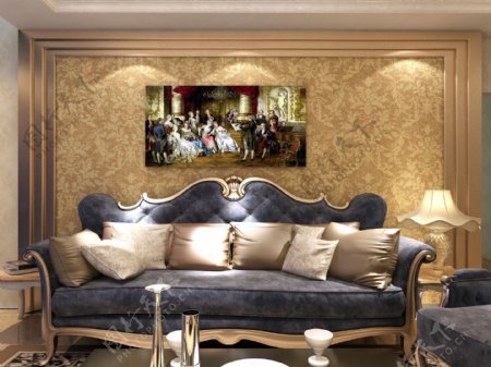 欧式客厅装饰画效果图模版
