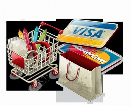 信用卡购物车购物袋免抠png透明素材