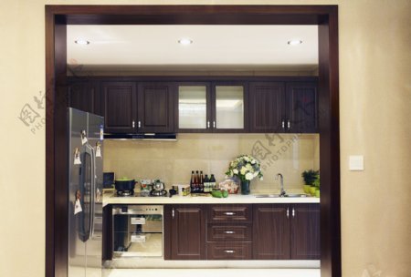 中式室内厨房橱柜装修效果图