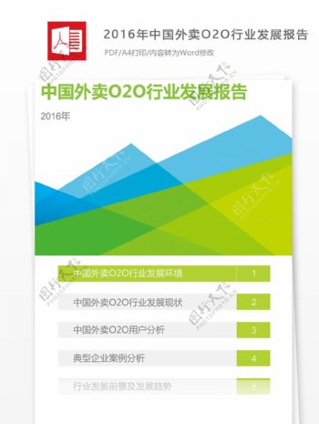 2016年中国外卖O2O行业发展报告内容格式