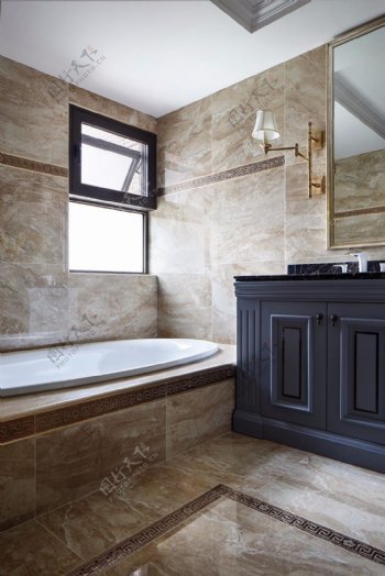 现代质感浴室黑色柜子室内装修效果图
