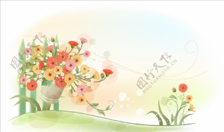 小清新康乃馨花朵背景素材