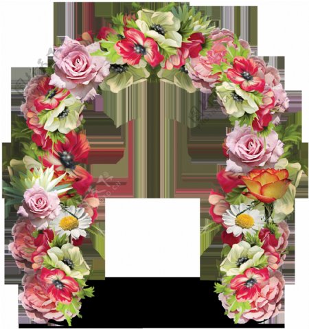 彩色婚礼花拱门元素素材