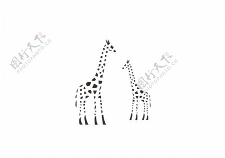 黑白长颈鹿抽象图案