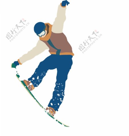 卡通滑雪人物png元素素材