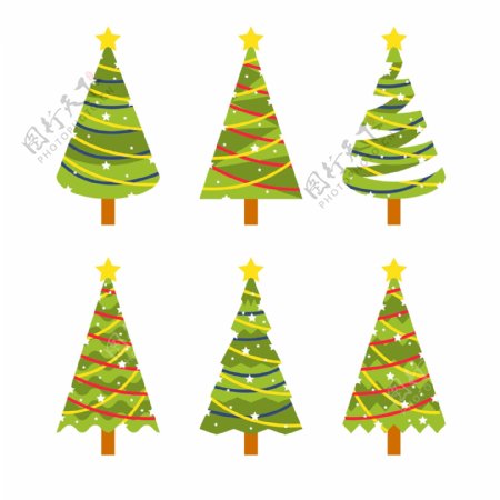 三角形绿色圣诞树免抠psd透明素材